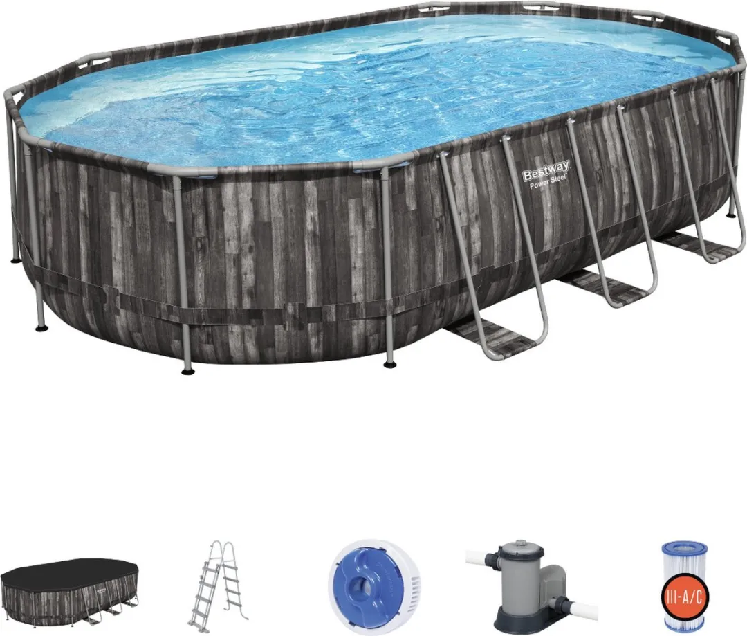 Bestway Power Steel Oval Zwembad 610x366x122cm - 20.241L - MPN 5611R