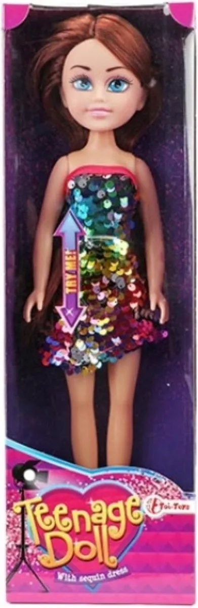 Toi-Toys Tienerpop 33cm Paillettenjurk - Multicolor