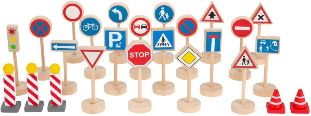 Small Foot Houten Mini Verkeersbordenset - 25-delig - Multicolor