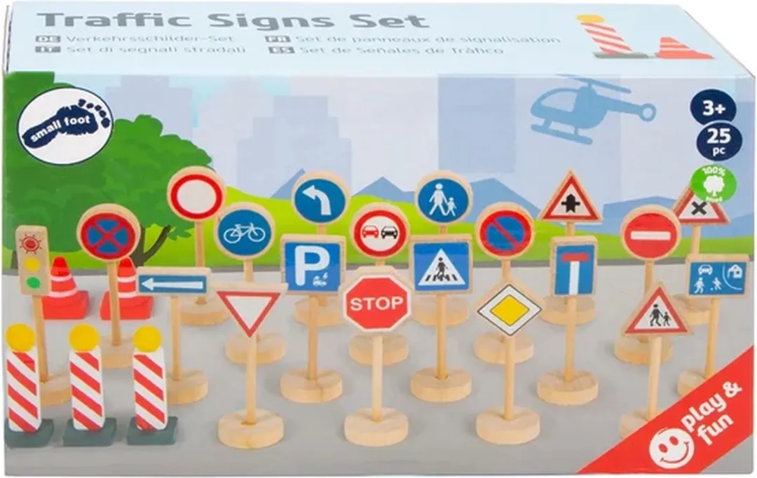 Small Foot Houten Mini Verkeersbordenset - 25-delig - Multicolor
