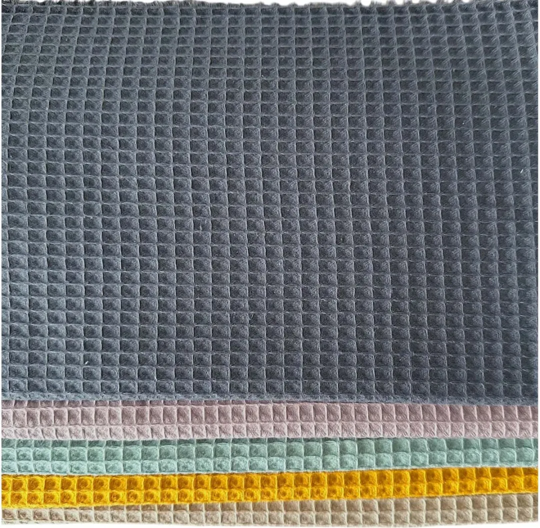 BINK Bedding Quilt Patchwork Wafelstof 60x40cm - 5 Stuks - Donkergrijs/Oudroze/Oudgroen/Okergeel/Beige