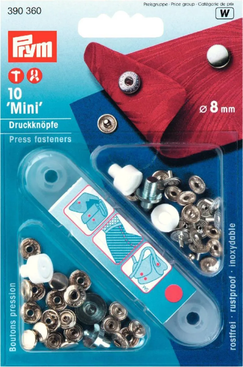 Prym Naaivrijdrukknopen MINI 8mm - Zilverkleurig - 10 Stuks