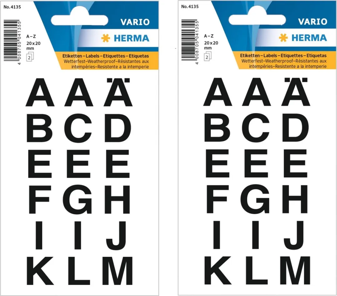 Herma Alfabet Stickers 108 Stuks - Zwart - 20x20mm