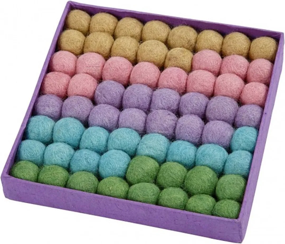 Creativ Company Wol Kralen 20mm Pastel - 64 Stuks