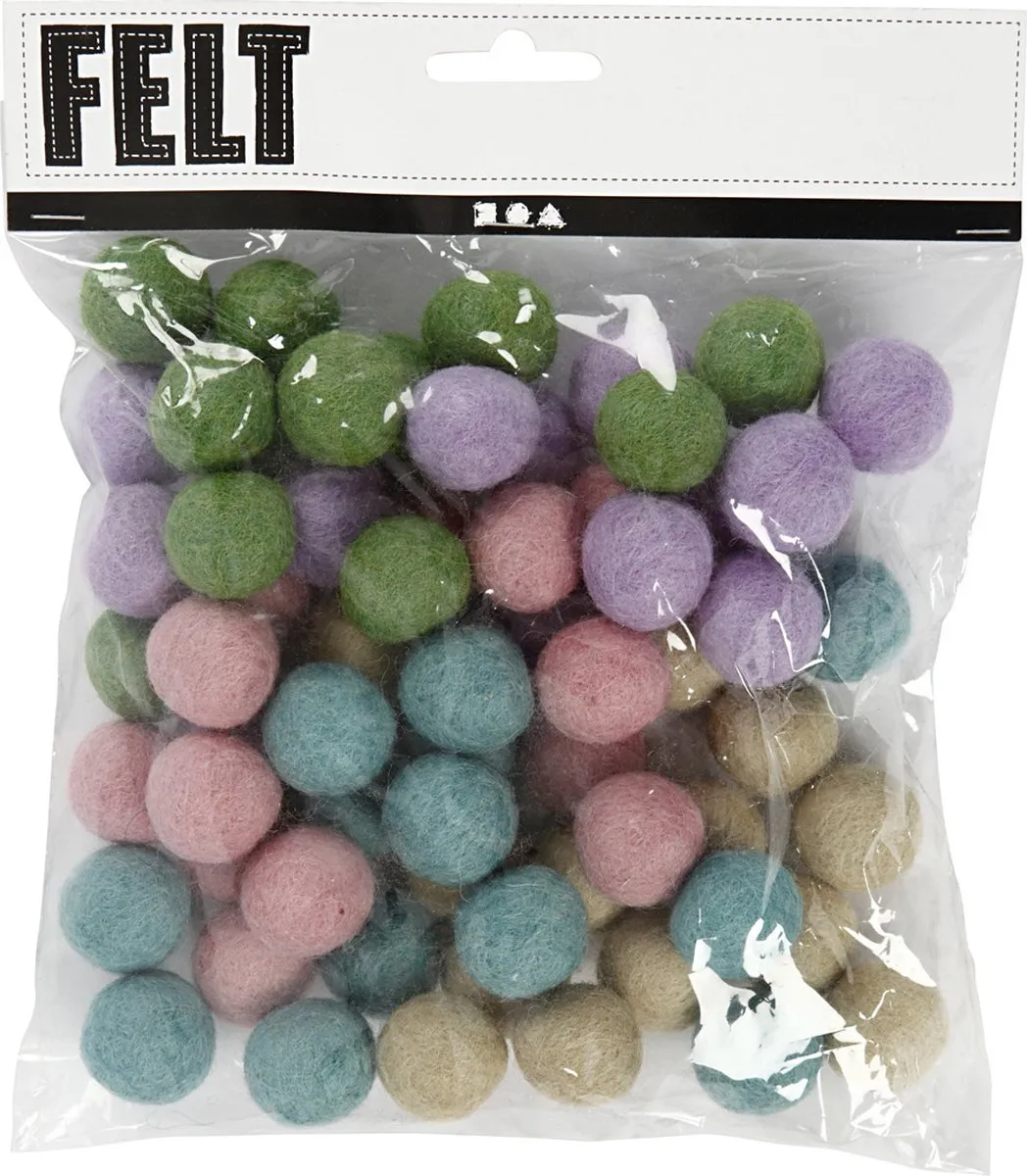 Creativ Company Wol Kralen 20mm Pastel - 64 Stuks