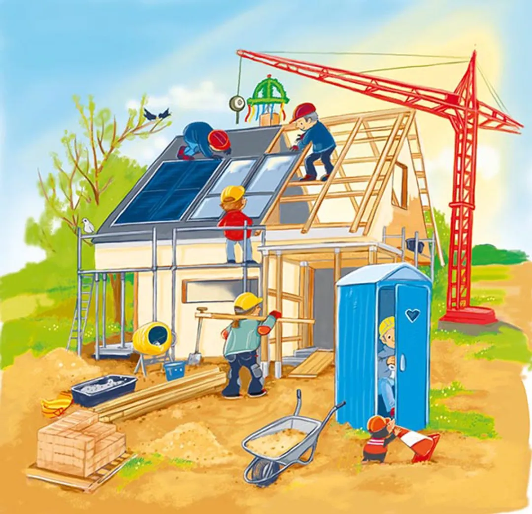 Goki Puzzle We Are Building A House 35 Stuks - Multi