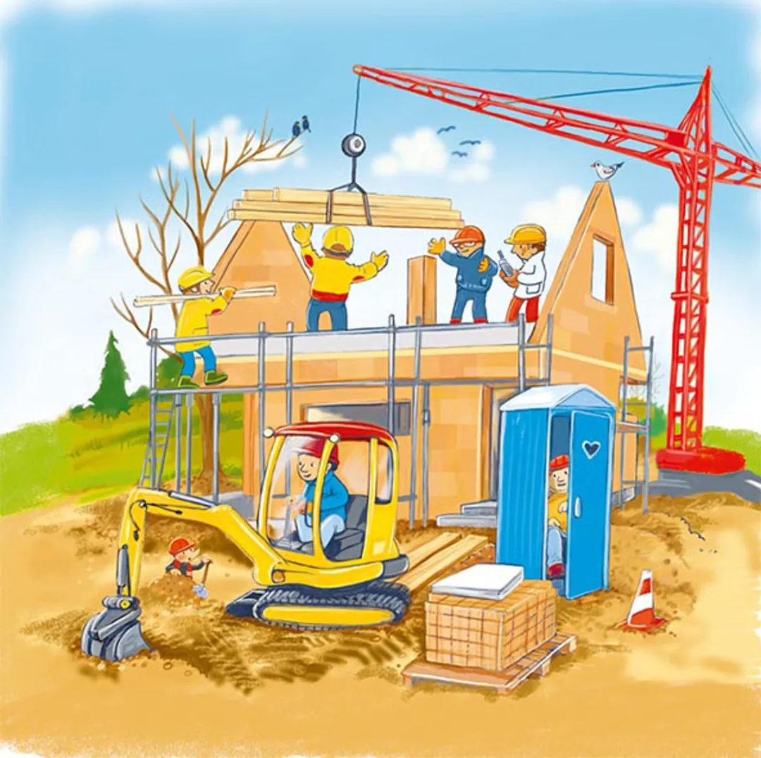 Goki Puzzle We Are Building A House 35 Stuks - Multi