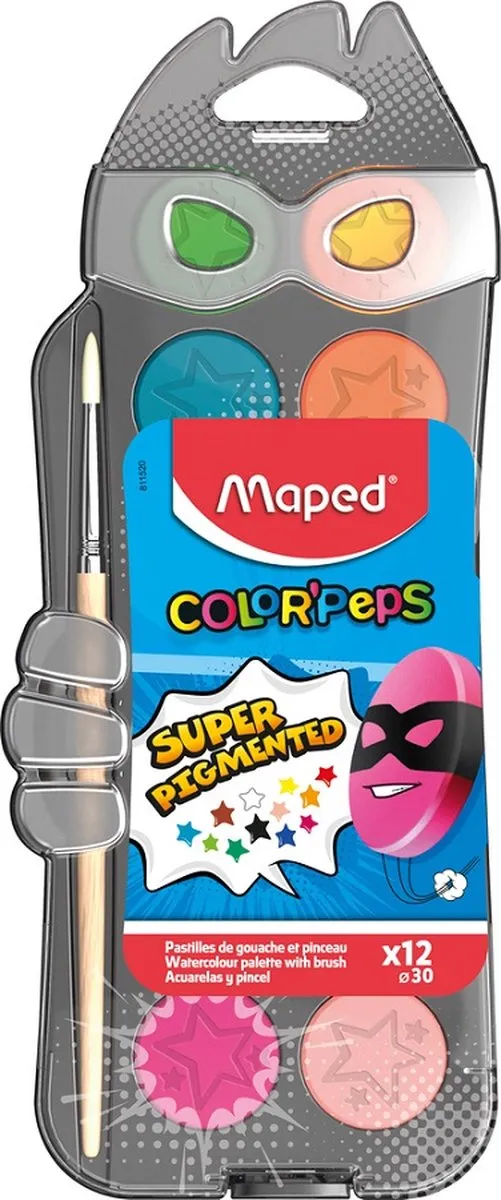 Maped Color'peps Waterverf Napjes 30mm - 12 Stuks + Penseel - afbeelding 6 van 6