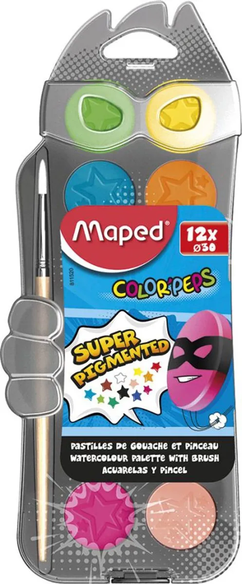 Maped Color'peps Waterverf Napjes 30mm - 12 Stuks + Penseel