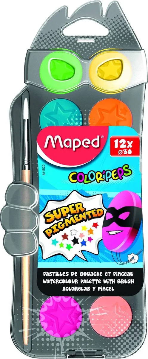 Maped Color'peps Waterverf Napjes 30mm - 12 Stuks + Penseel