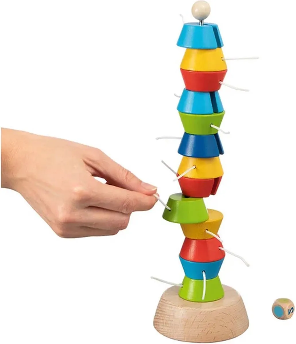 Goki Tugie Stapeltoernooi Hout Metaal 15 Blokjes - 30cm