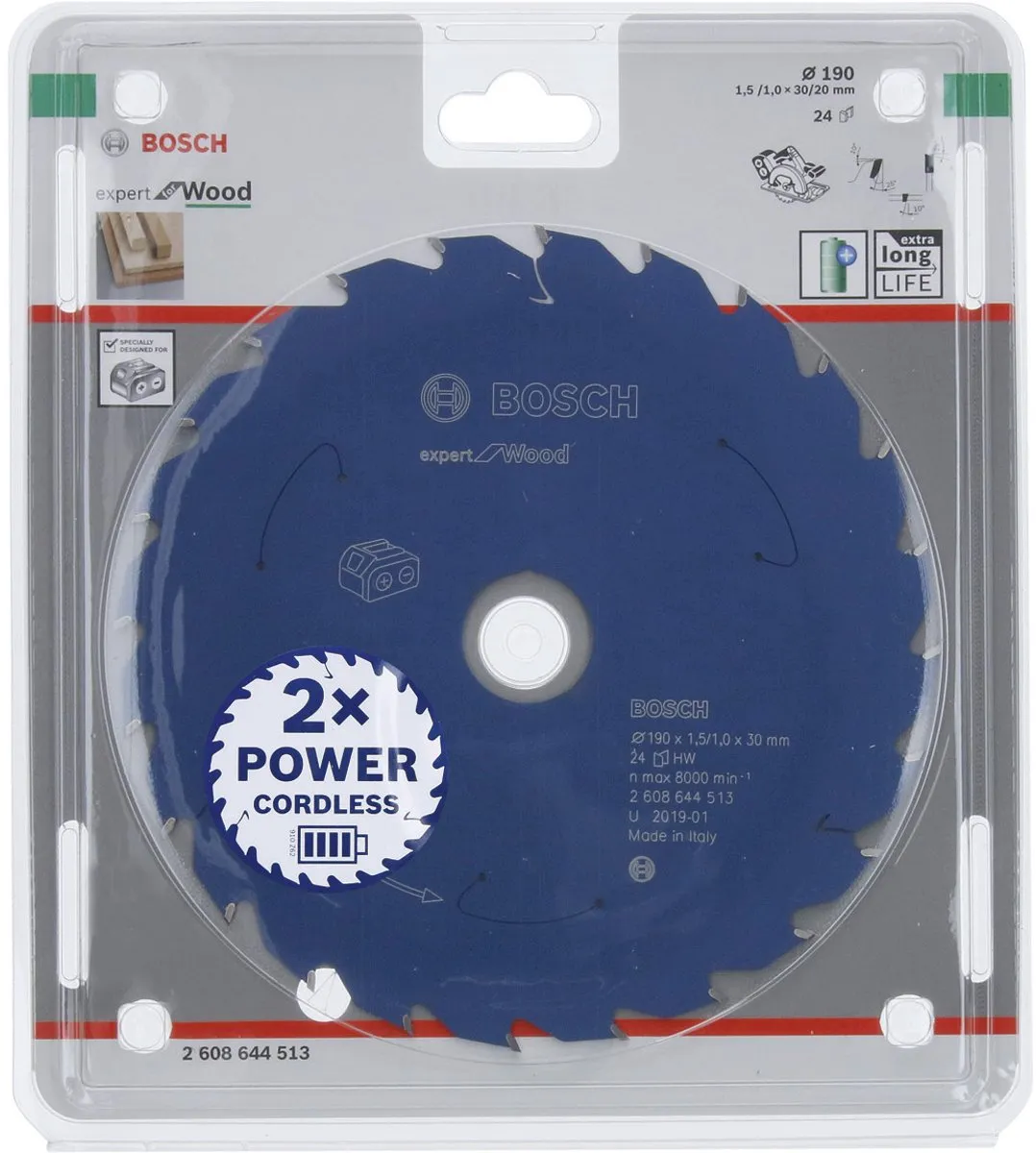 Bosch Cirkelzaagblad Accu Wood 190x30x1,5mm - 24 Tanden