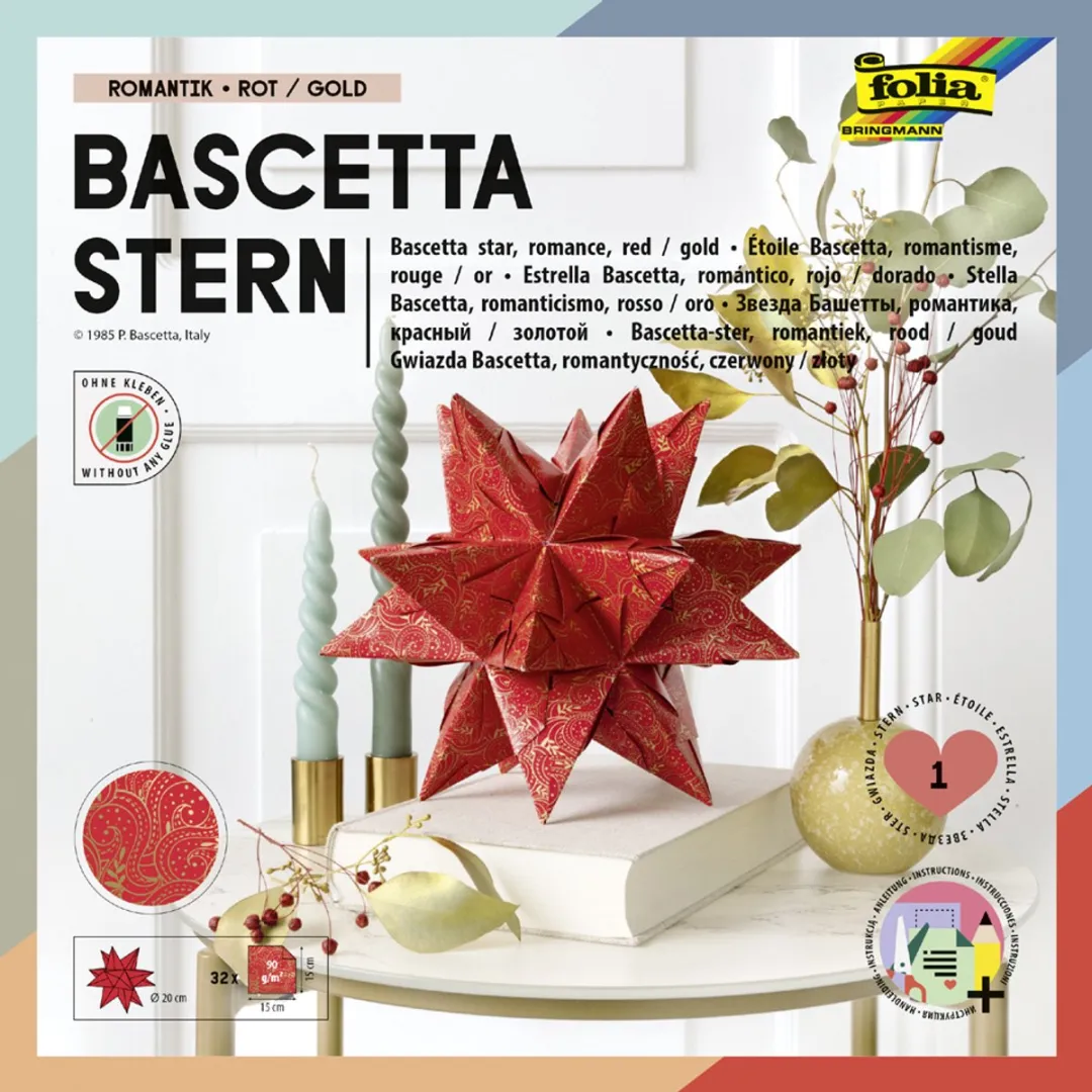 Folia Vouwbladen Bascetta-ster Lila - 32 Vel 15x15cm