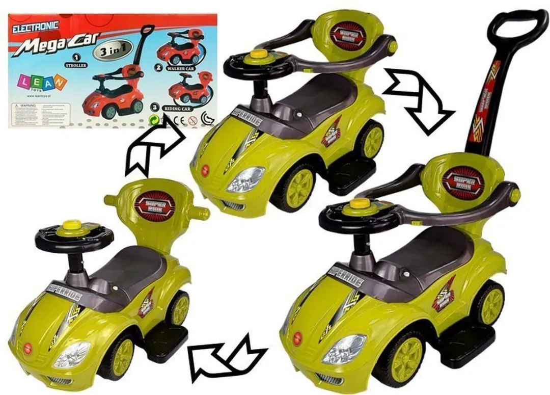 LEAN TOYS Mega Car 3-in-1 Loopauto - Geel - afbeelding 6 van 6