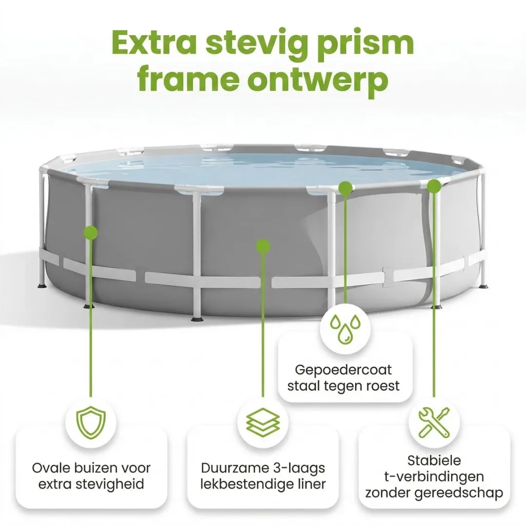 Intex Rond Prism Frame Zwembad 457x122cm - Grijs - 9-delig