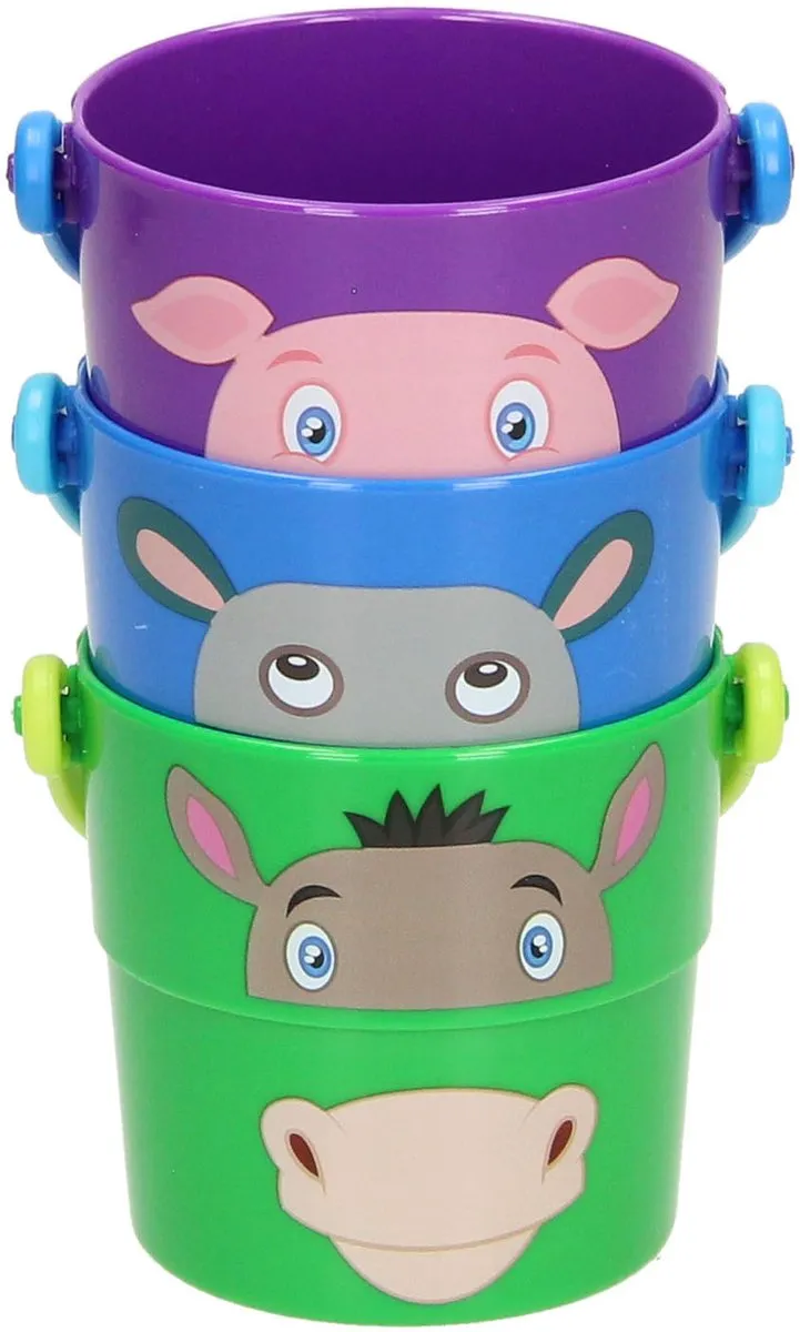 Johntoy Stapelemmers Dieren 3 Stuks - 7cm - Multikleur