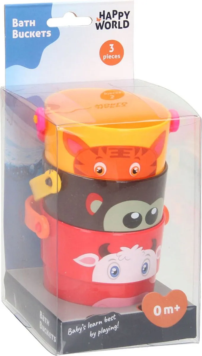 Johntoy Stapelemmers Dieren 3 Stuks - 7cm - Multikleur