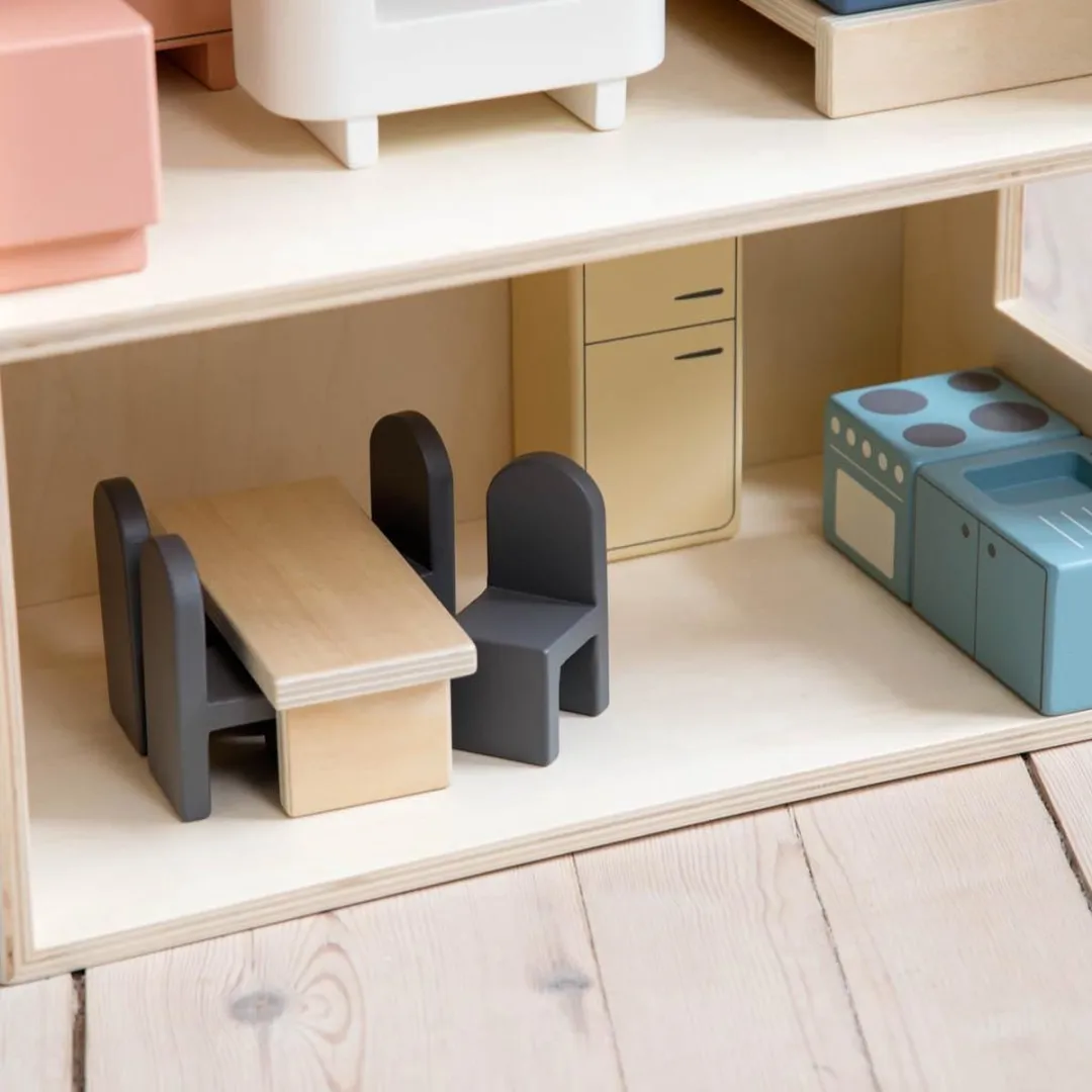 Sebra Poppenhuis Keuken Hout - Blauw/Grijs/Gelb