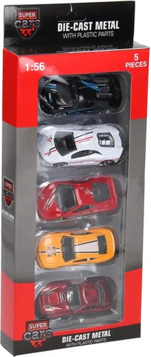 Johntoy Super Cars 5 Stuks Multicolor - 26907
