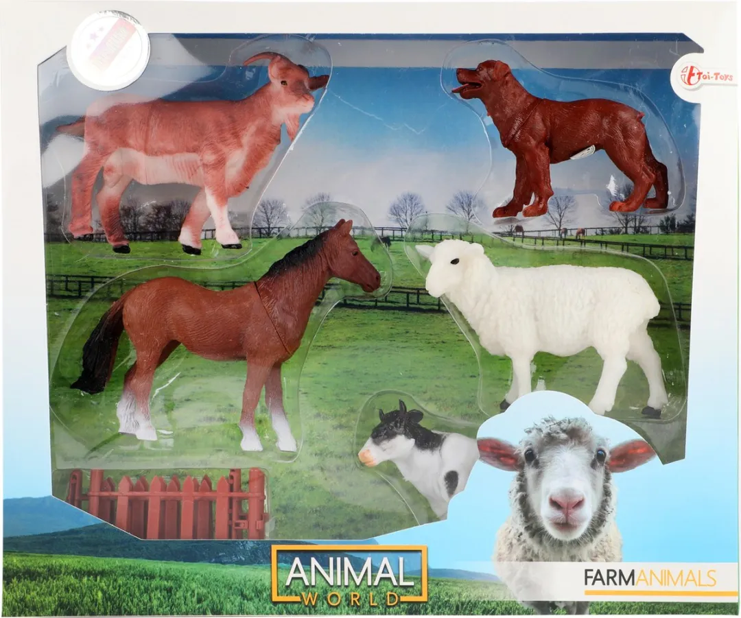 Toi-Toys Boerderij Speelfiguren 6-delig - Bruin