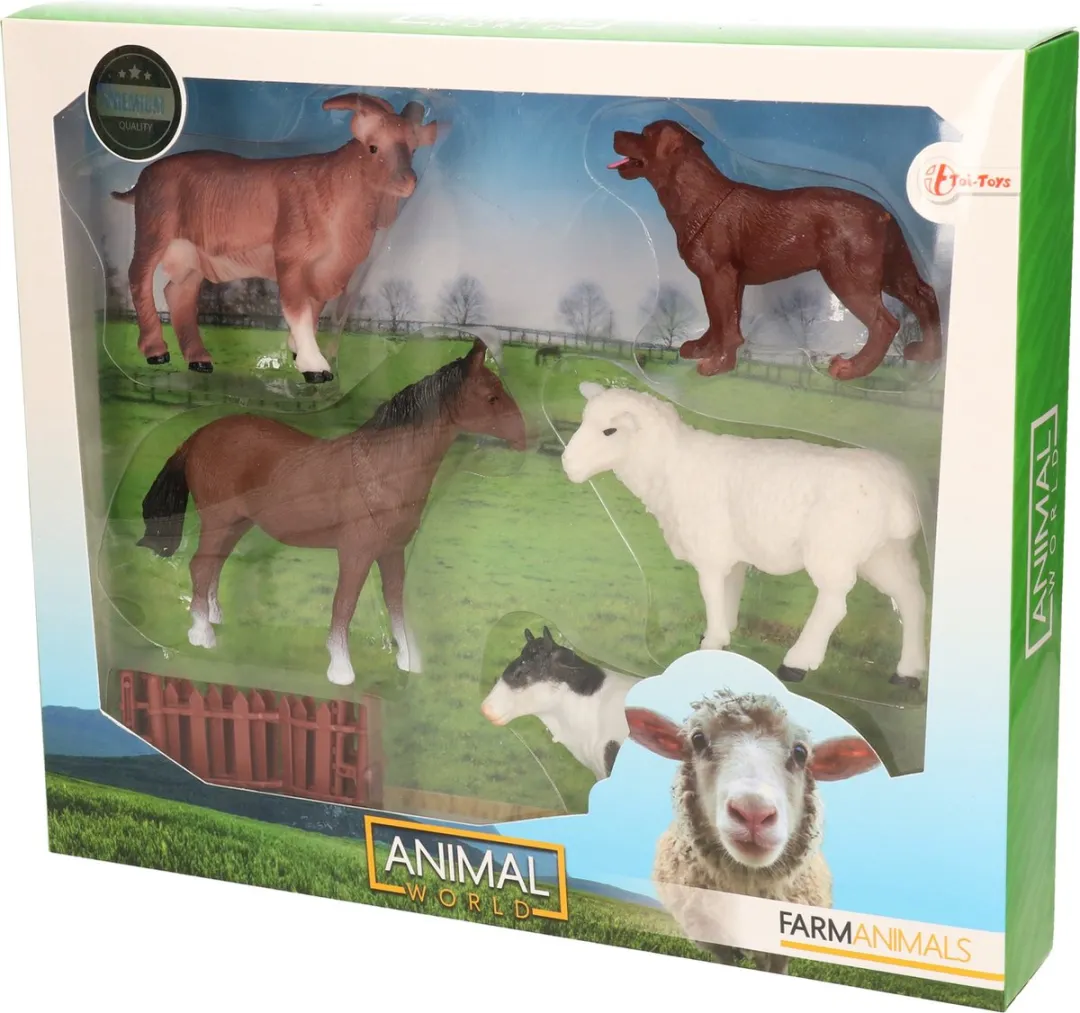 Toi-Toys Boerderij Speelfiguren 6-delig - Bruin
