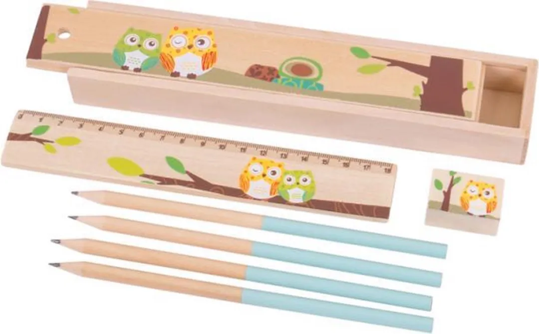 BIGJIGS Uil Pencil Box - Roze - 12 Stuks