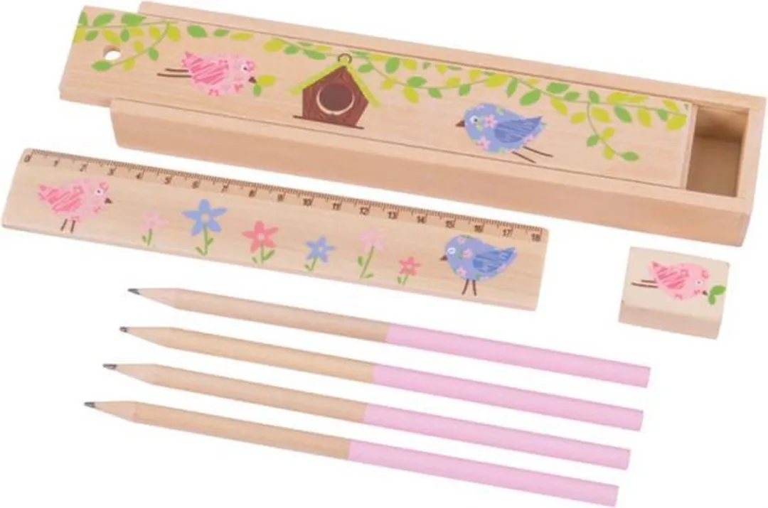 BIGJIGS Uil Pencil Box - Roze - 12 Stuks