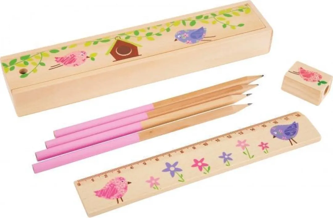 BIGJIGS Uil Pencil Box - Roze - 12 Stuks