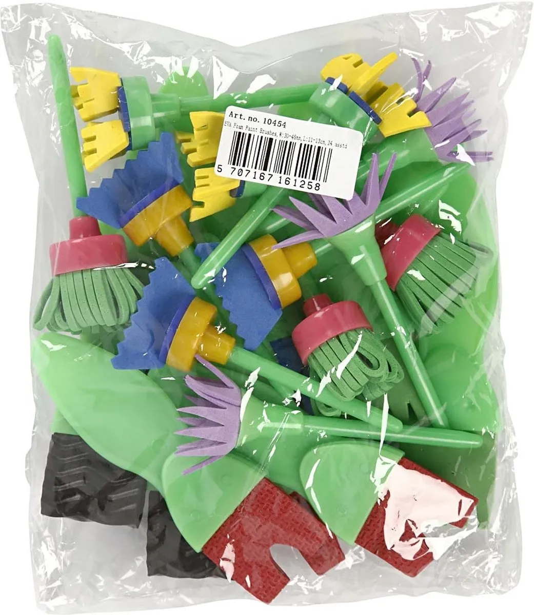 Creativ Company Creotime EVA Schuimpenselen 24 Stuks - 30-45mm