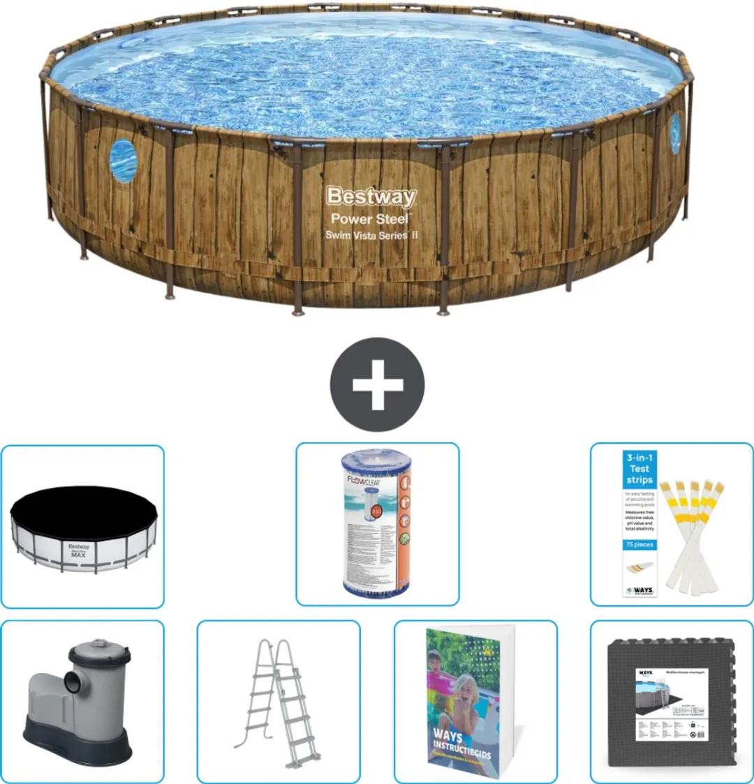 Bestway Power Steel Swim Vista Zwembad 549cm - 23.062L - 8-delig
