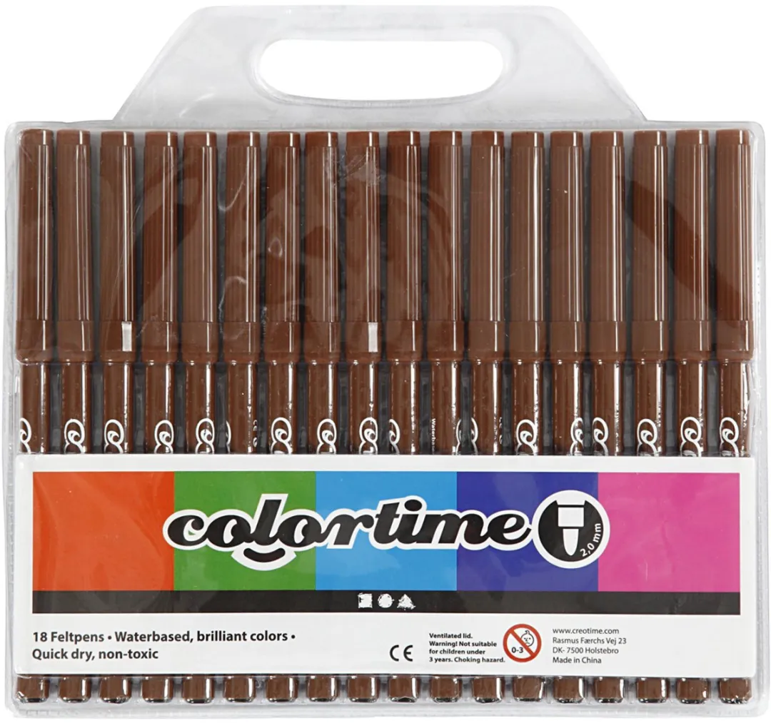 Colortime Lijndikte 2mm Bruin Stiften - 18 Stuks