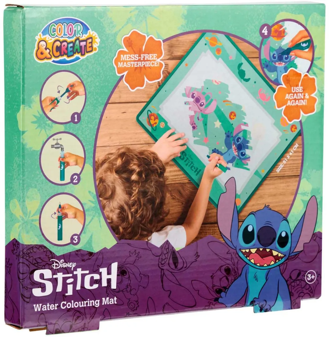 Disney Stitch Waterkleuren Speelmat 51x41cm - Blauw