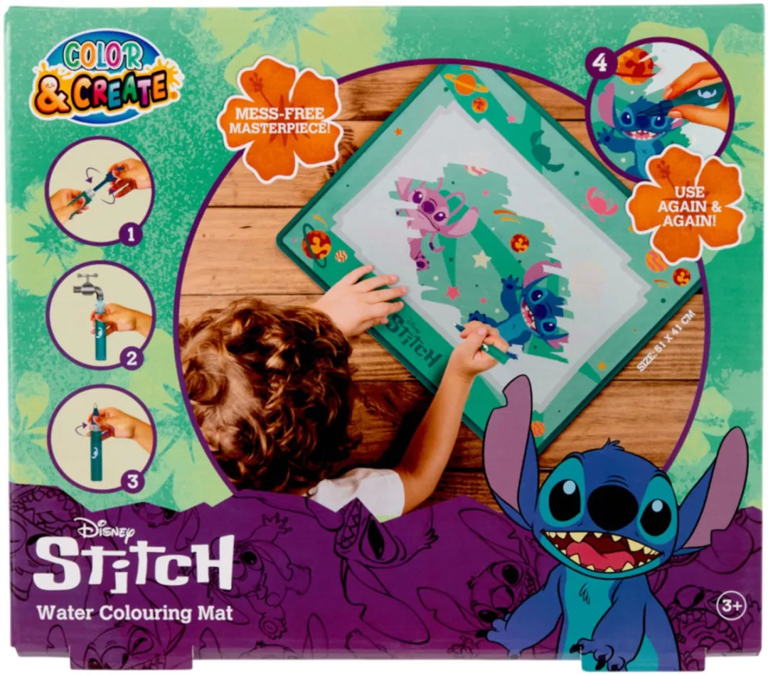 Disney Stitch Waterkleuren Speelmat 51x41cm - Blauw