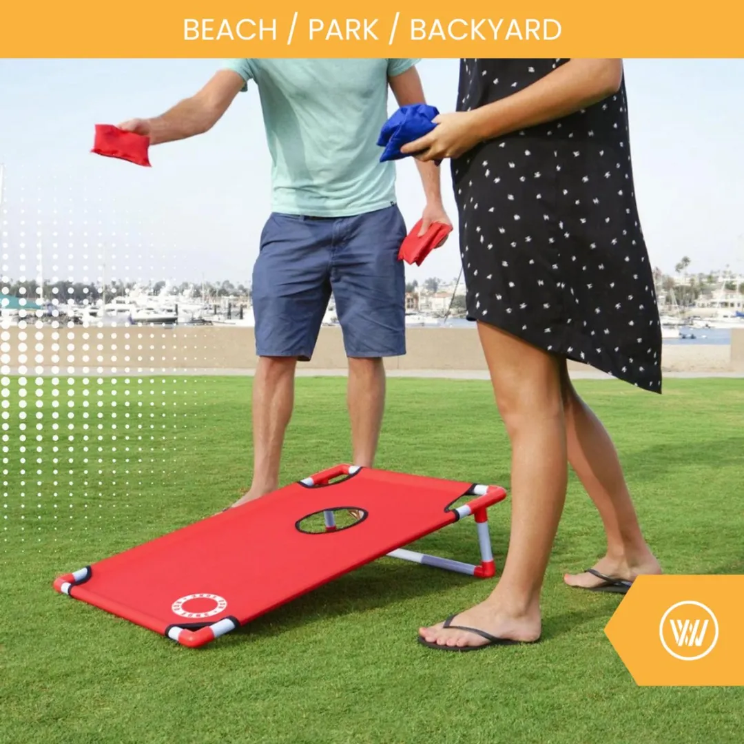 Wicked Wood Games Cornhole Beach Set 90x60cm - Rood/Blauw