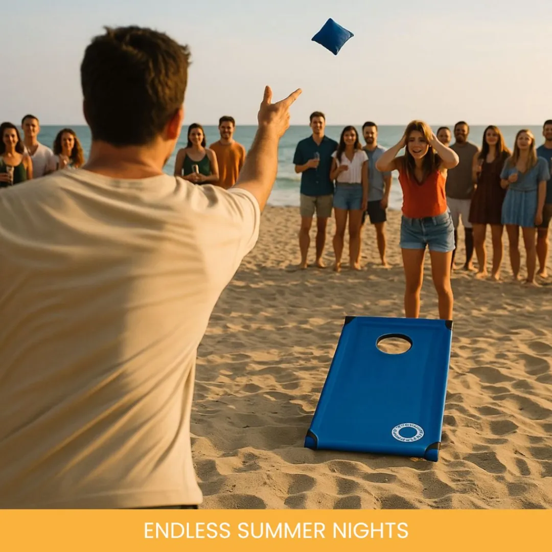 Wicked Wood Games Cornhole Beach Set 90x60cm - Rood/Blauw