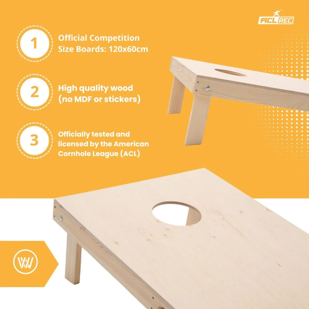 Wicked Wood Games Cornhole Set Blanco 120x60cm - 2 Boards + 8 Zakjes