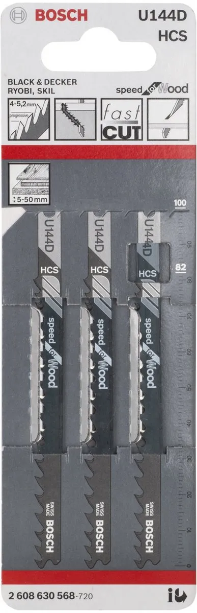 Bosch U 144 D Speed Decoupeerzaagbladen - 3 Stuks