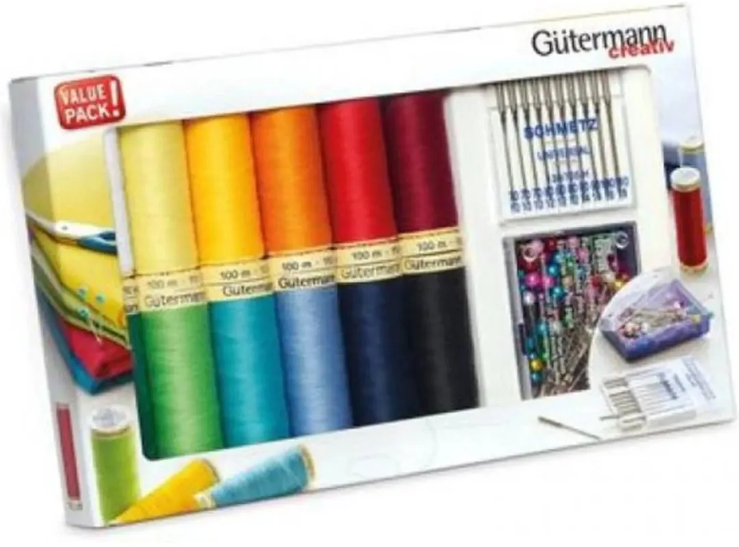 Gutermann Naaigarenset Machinenaalden 12x100m - 12 Kleuren