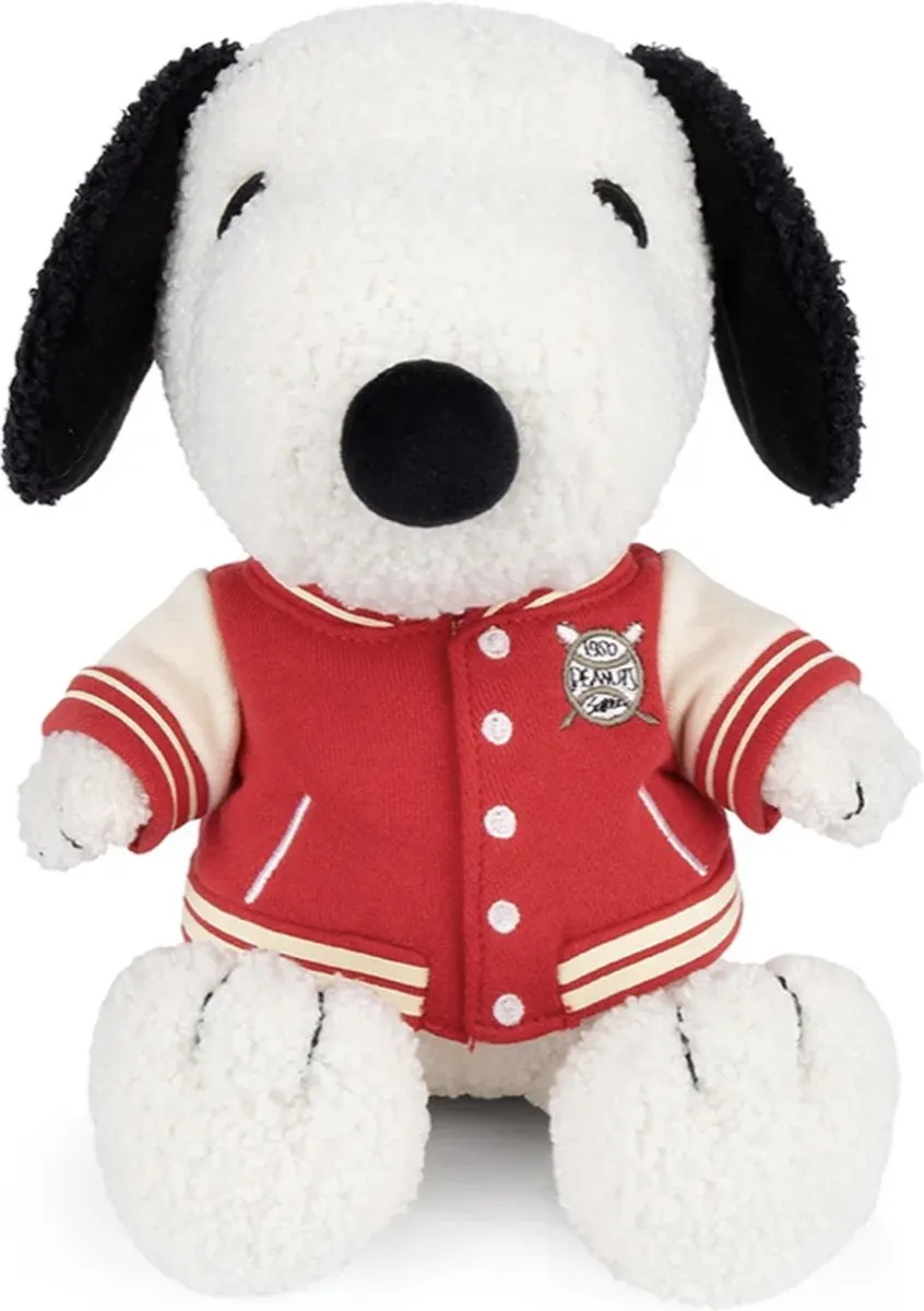 Bon Ton Toys Knuffelhond Snoopy Sportjas - 25 cm Wit