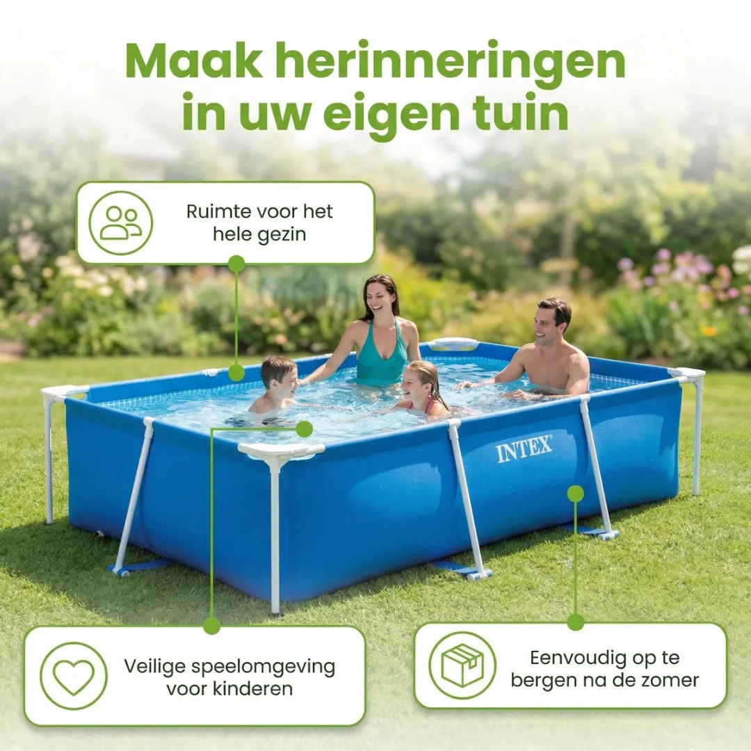 Intex 28272NP-Blauw Rechthoekig Frame Zwembad 300x200x75cm - Blauw