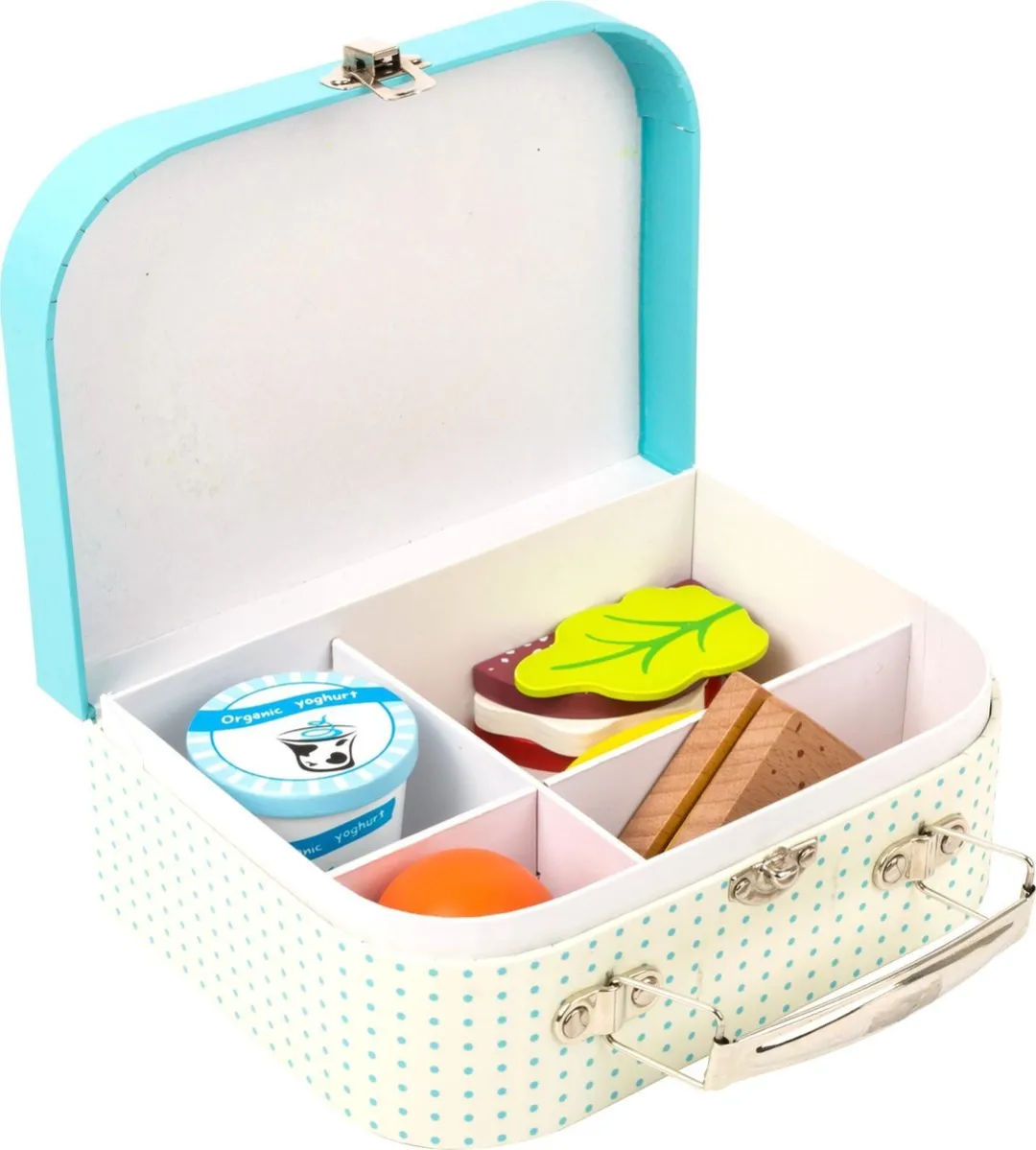 Small Foot Houten Lunchbox 11-delig - 19x15cm - Blauw/Wit