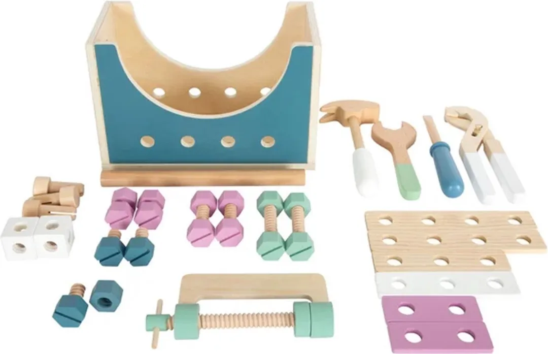 Small Foot Houten Gereedschapskist Nordic 2-in-1 - Blauw