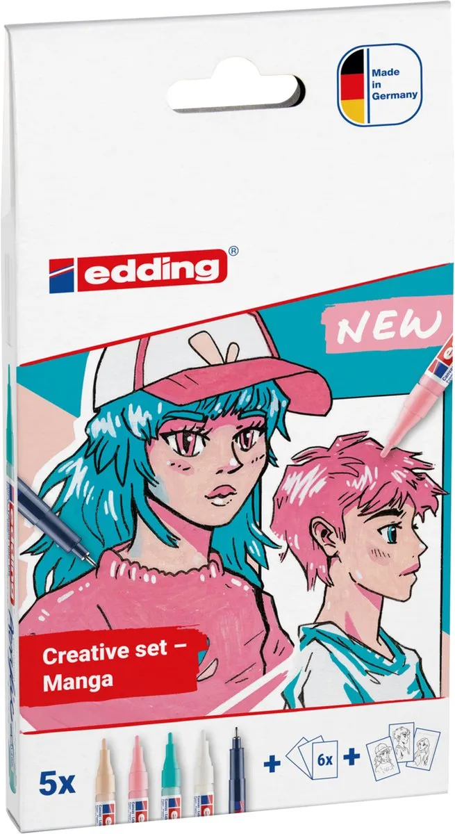 edding Manga Creative Set - 1800 Profipen & 5300 Acrylstiften - 5 Stuks