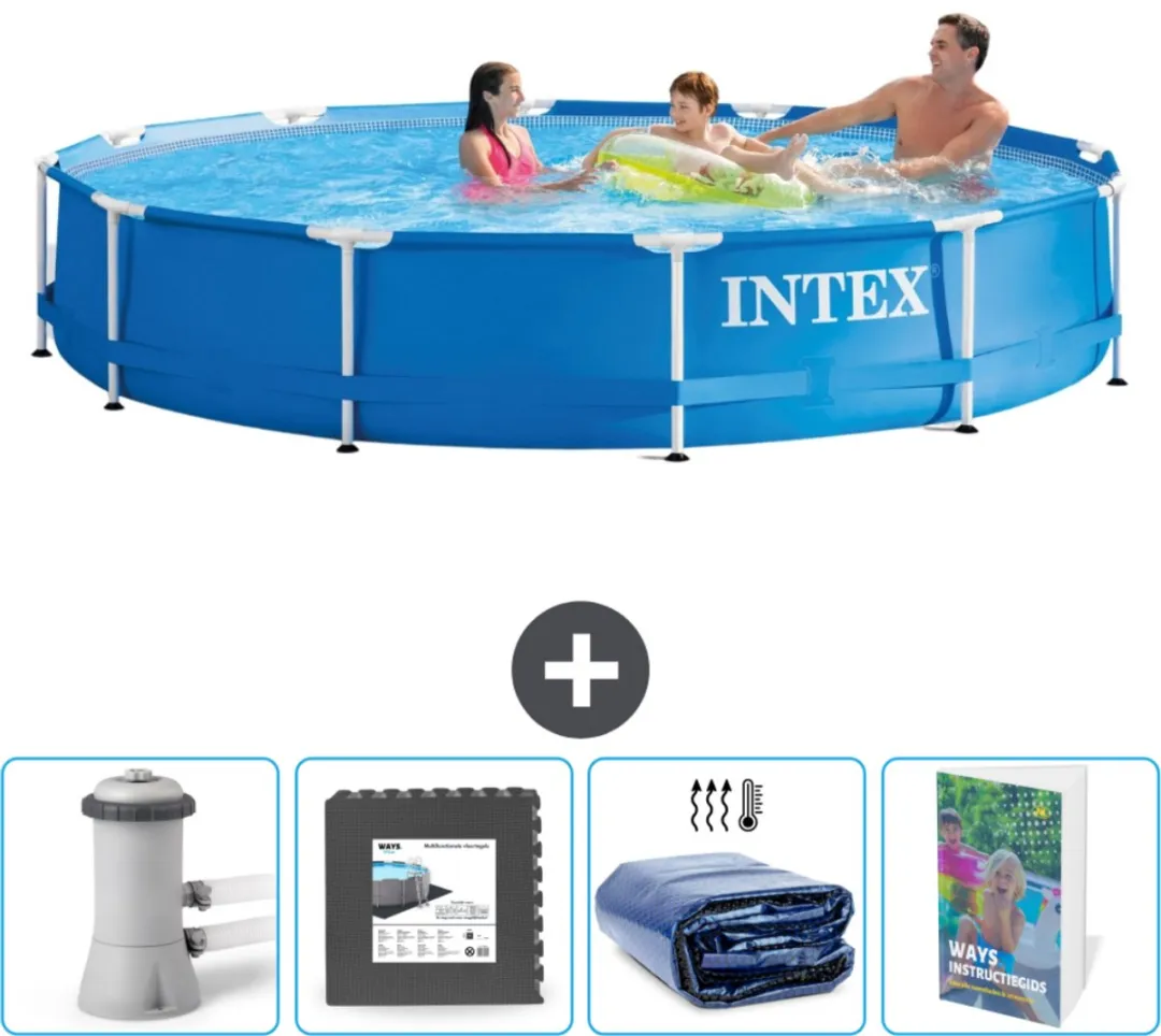 Intex 28212GN-Blauw Rond Frame Zwembad 366x76cm