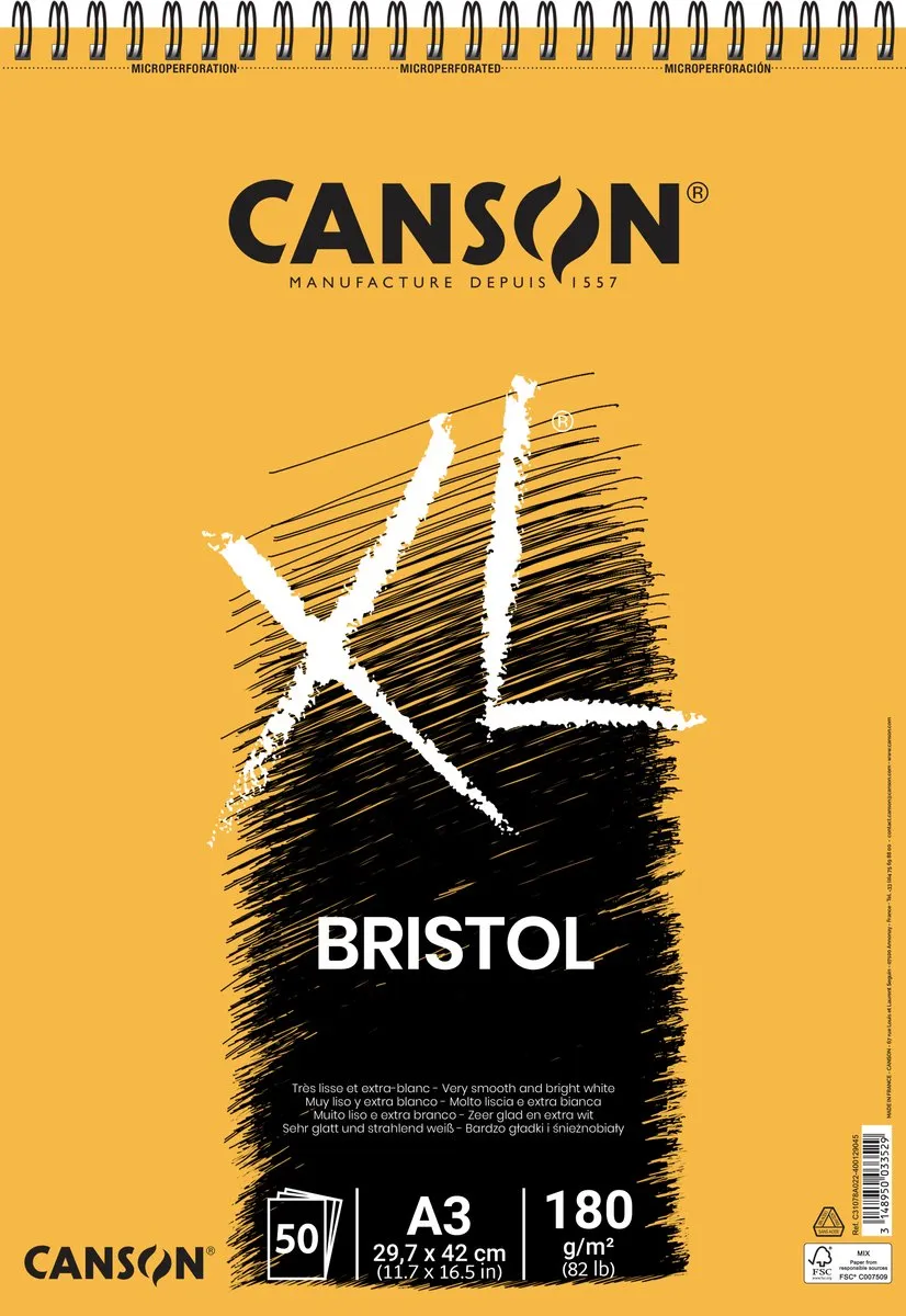 Canson XL Bristol 50 Vel 180gr A3