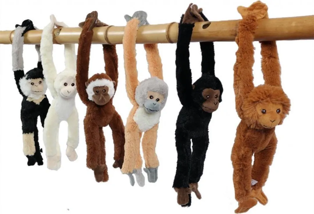 PIA Soft Toys Hang Aap 32cm - Zwart/Beige/Wit/Grijs