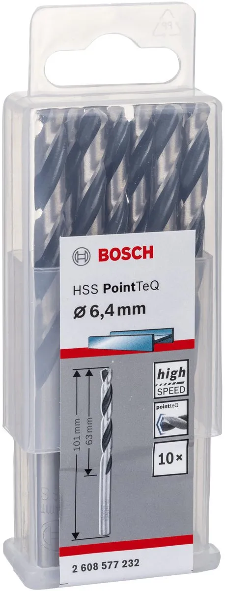 Bosch HSS PointTeQ DIN 338 Boor 6,4x63x101mm - 10 Stuks