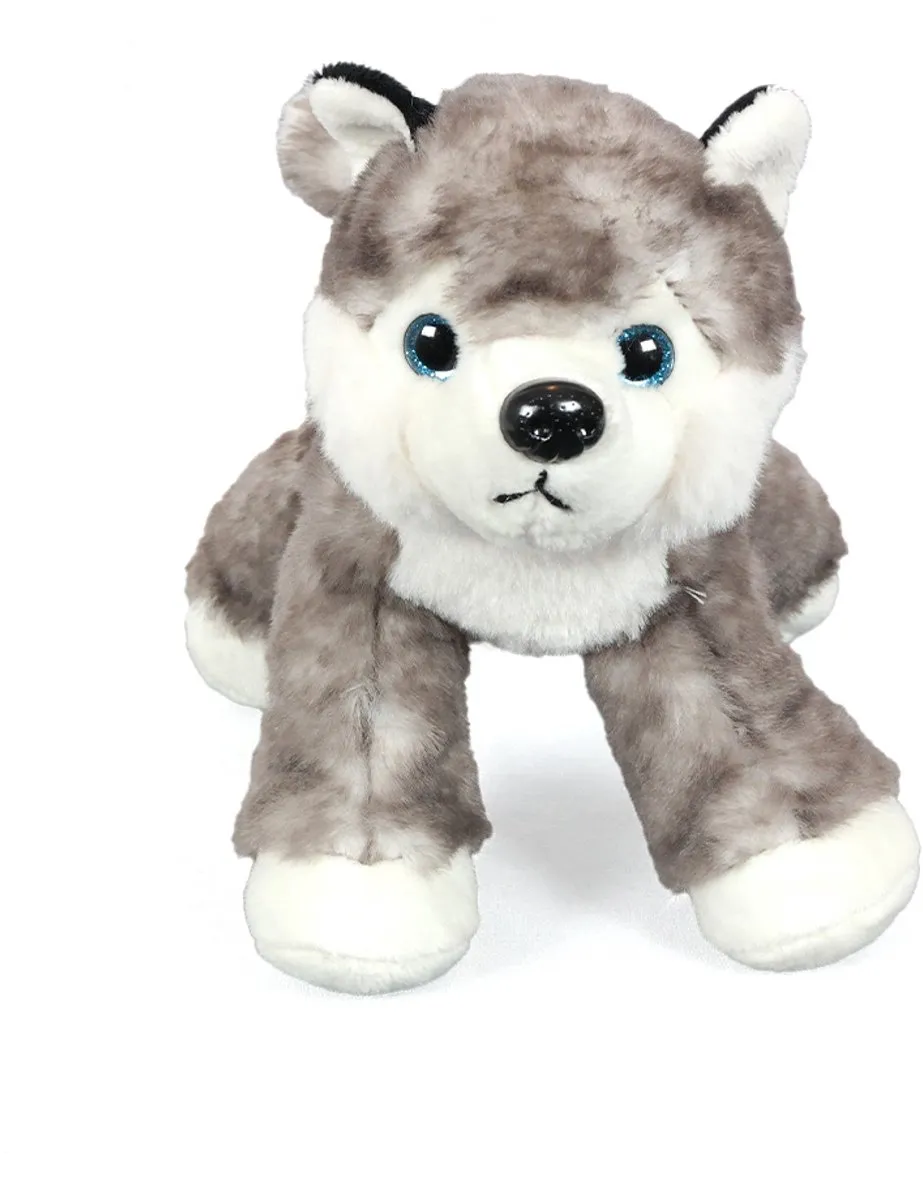 PIA Soft Toys Pluche Husky Knuffeldier 20cm - Wit/Grijs