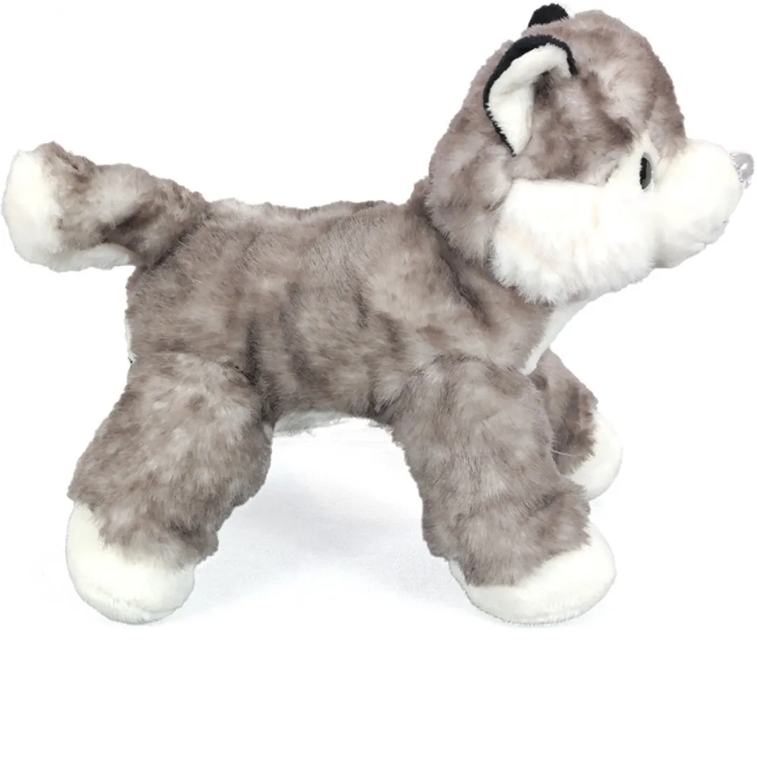PIA Soft Toys Pluche Husky Knuffeldier 20cm - Wit/Grijs