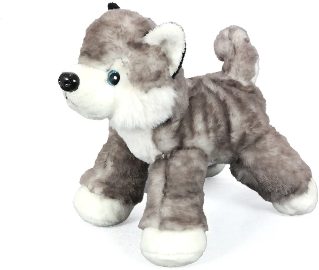 PIA Soft Toys Pluche Husky Knuffeldier 20cm - Wit/Grijs